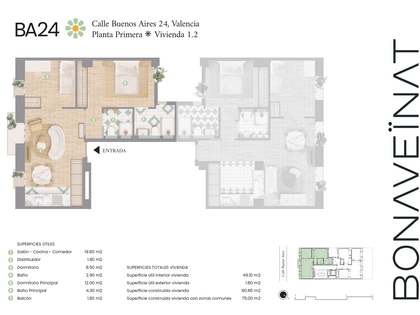 Квартира 74m² на продажу в Русафа, Валенсия