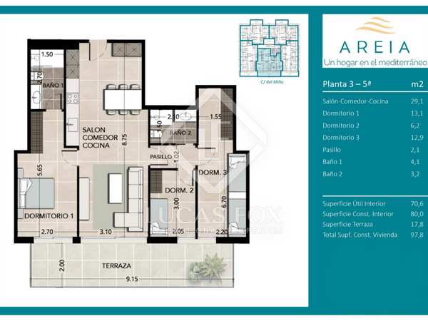 Appartamento di 97m² con 17m² terrazza in vendita a Calafell
